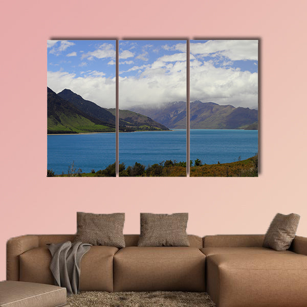 Beautiful lake shore in South Island, New Zealand Multi panel canvas wall art