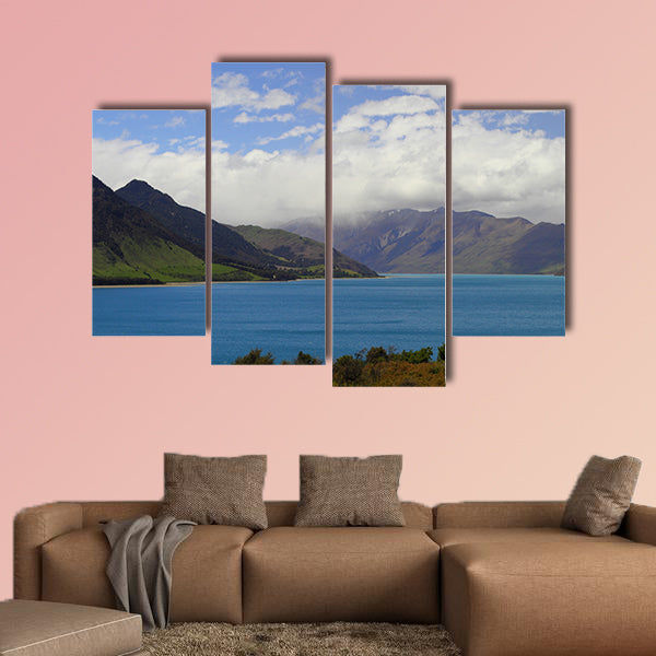 Beautiful lake shore in South Island, New Zealand Multi panel canvas wall art