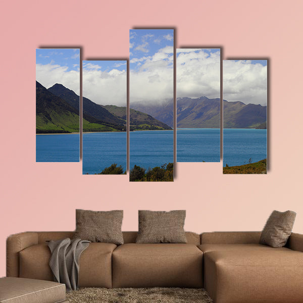 Beautiful lake shore in South Island, New Zealand Multi panel canvas wall art