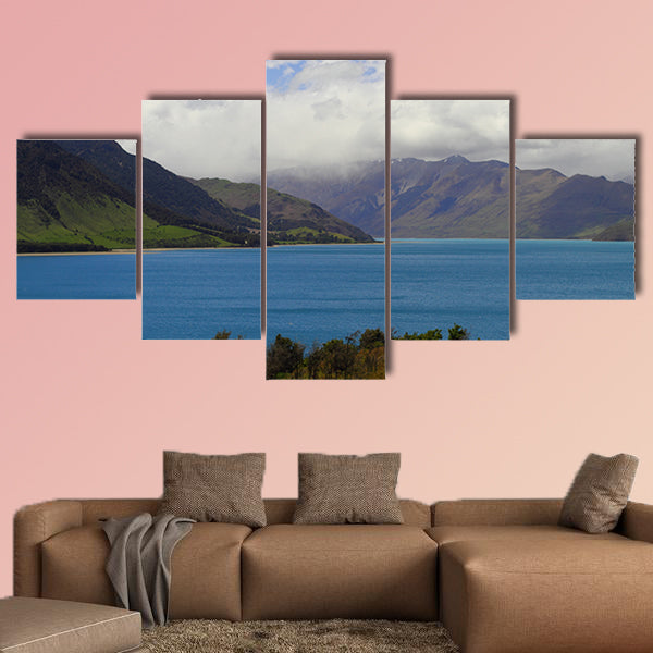 Beautiful lake shore in South Island, New Zealand Multi panel canvas wall art