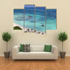 Palm beach on Aruba island Multi panel canvas wall art