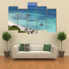 Palm beach on Aruba island Multi panel canvas wall art