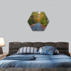 Leaves falling as autumn sets hexagonal canvas wall art