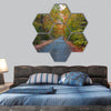 Leaves falling as autumn sets hexagonal canvas wall art