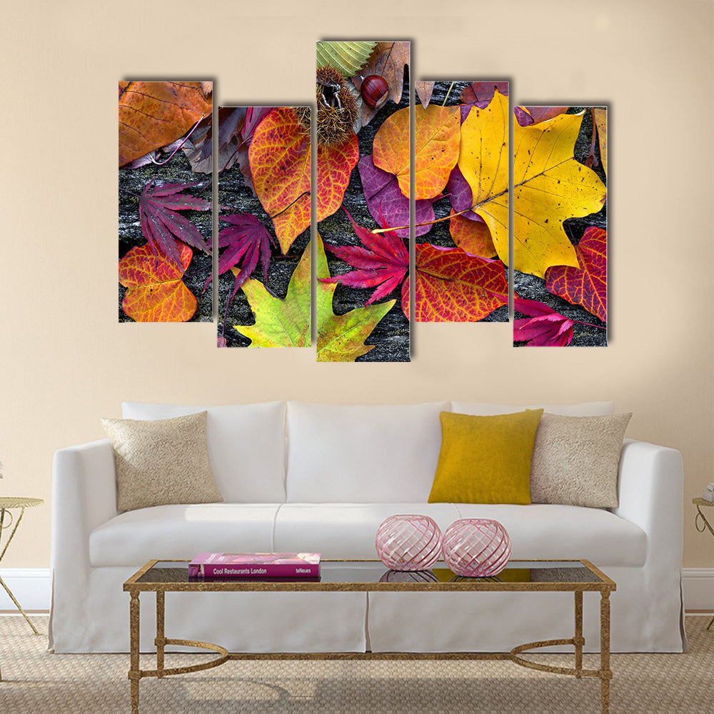 Abstract background of autumn leaves Multi panel canvas wall art