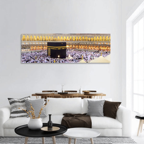 Mecca Saudi Arabia Muslim pilgrims, from all around World, panoramic canvas wall art