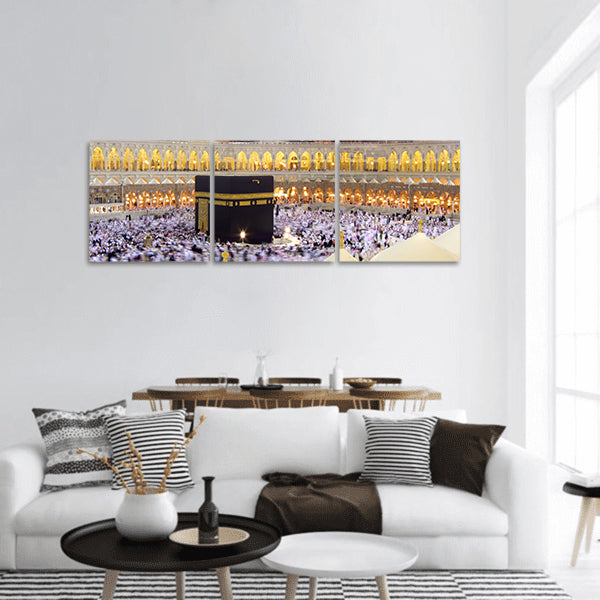 Mecca Saudi Arabia Muslim pilgrims, from all around World, panoramic canvas wall art