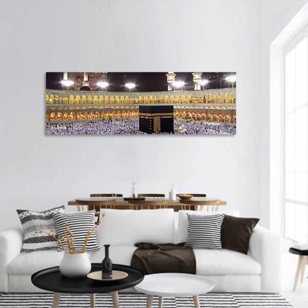 Mecca Saudi Arabia Muslim pilgrims, from all around World, panoramic canvas wall art