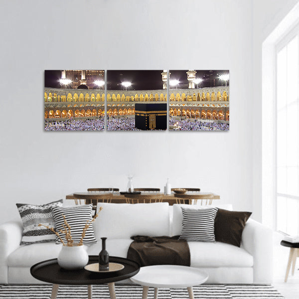 Mecca Saudi Arabia Muslim pilgrims, from all around World, panoramic canvas wall art