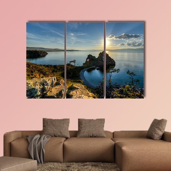 Shaman Rock, Lake Baikal in Russia Multi panel canvas wall art