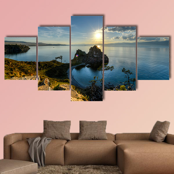 Shaman Rock, Lake Baikal in Russia Multi panel canvas wall art