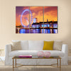 London, England the UK skyline in the evening. Ilumination  Multi panel canvas wall art