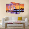 London, England the UK skyline in the evening. Ilumination  Multi panel canvas wall art