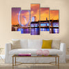 London, England the UK skyline in the evening. Ilumination  Multi panel canvas wall art