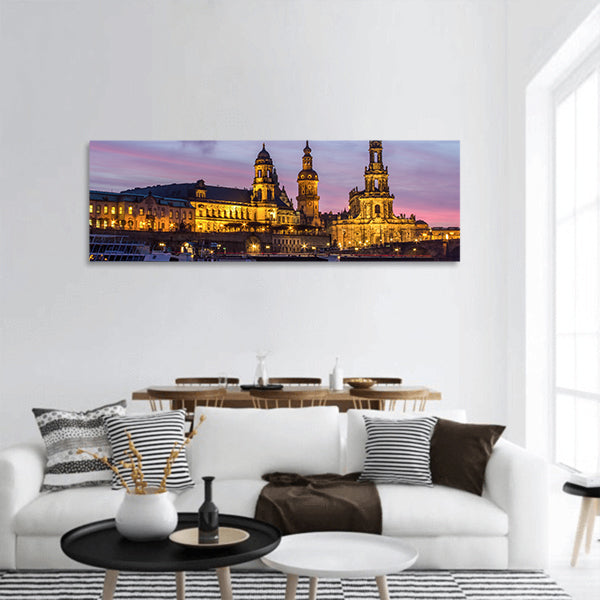 Old city of Dresden at sundown Panoramic Canvas Wall Art