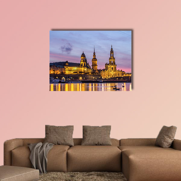 The old city of Dresden at sundown multi panel canvas wall art