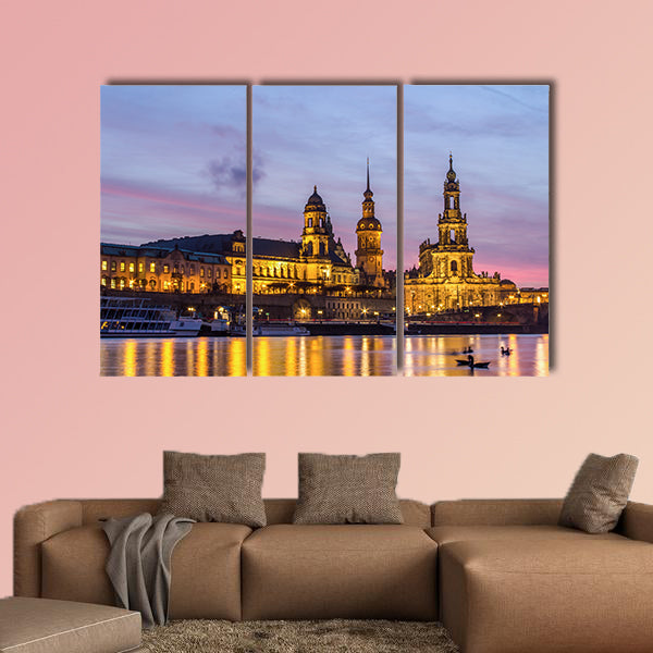The old city of Dresden at sundown multi panel canvas wall art