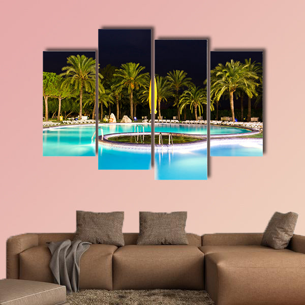 Beautiful tropical swimming pool multi panel canvas wall art
