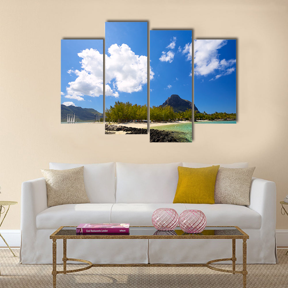Tropical lagoon on south coast of Mauritius Island Multi panel canvas wall art