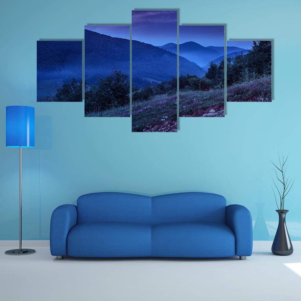 coniferous forest on a steep mountain slope multi panel canvas wall art
