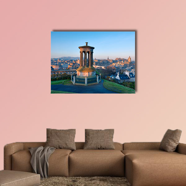 Sunrise view across the city of Edinburgh from Calton Hill multi panel canvas wall art