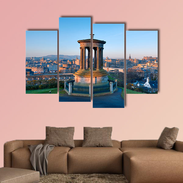  Sunrise view across the city of Edinburgh from Calton Hill multi panel canvas wall art