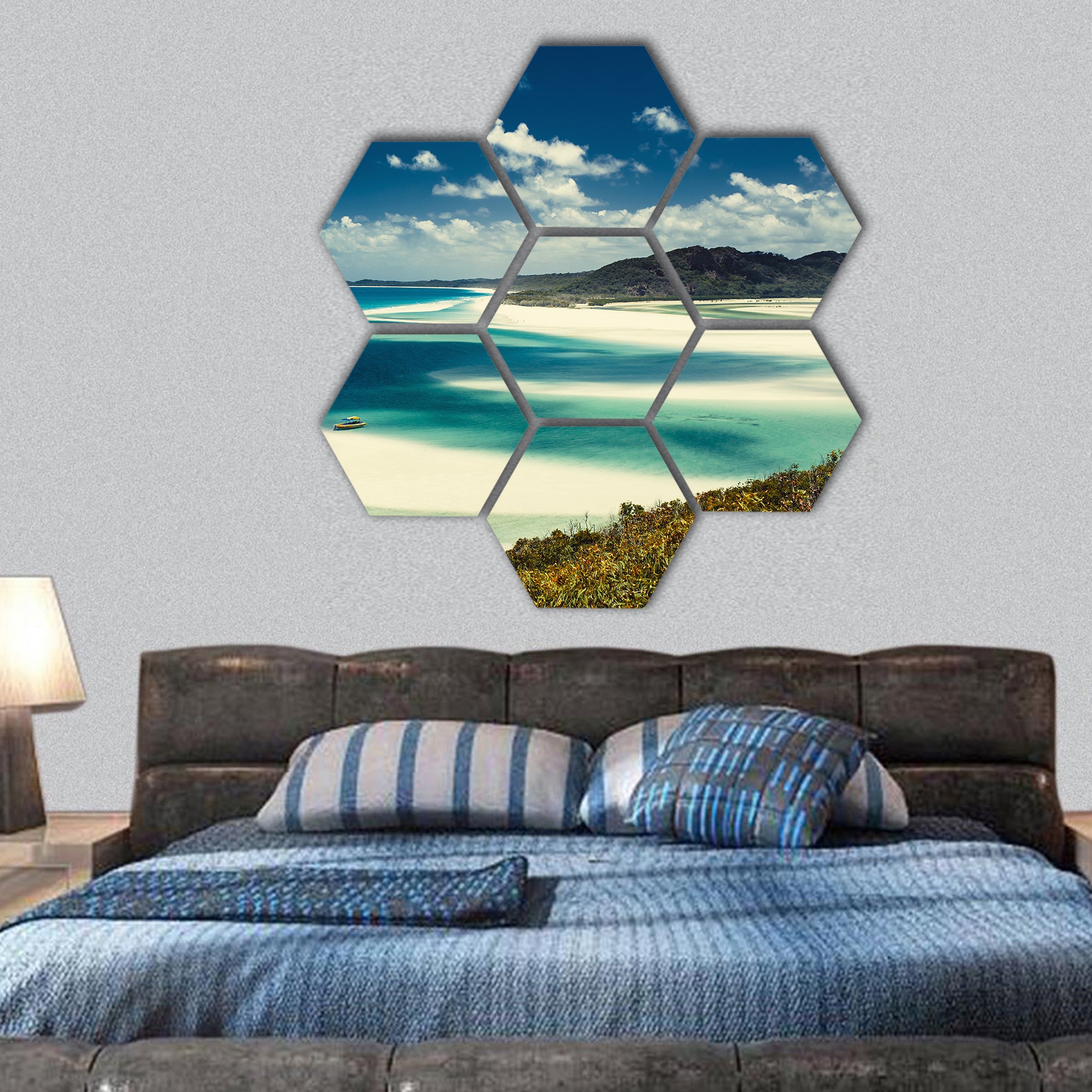 Whitehaven Beach in Australia  hexagonal canvas wall art
