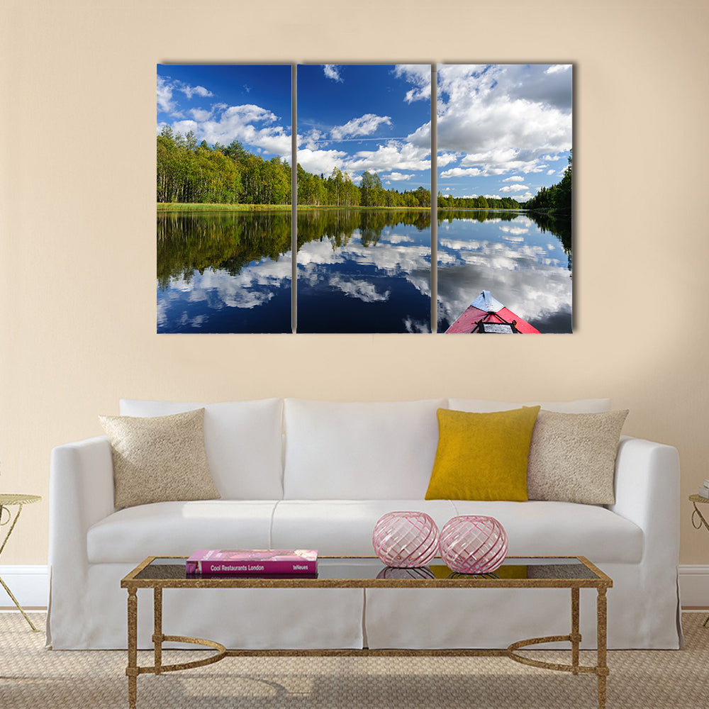 Kayaking at northern rivers Multi panel canvas wall art