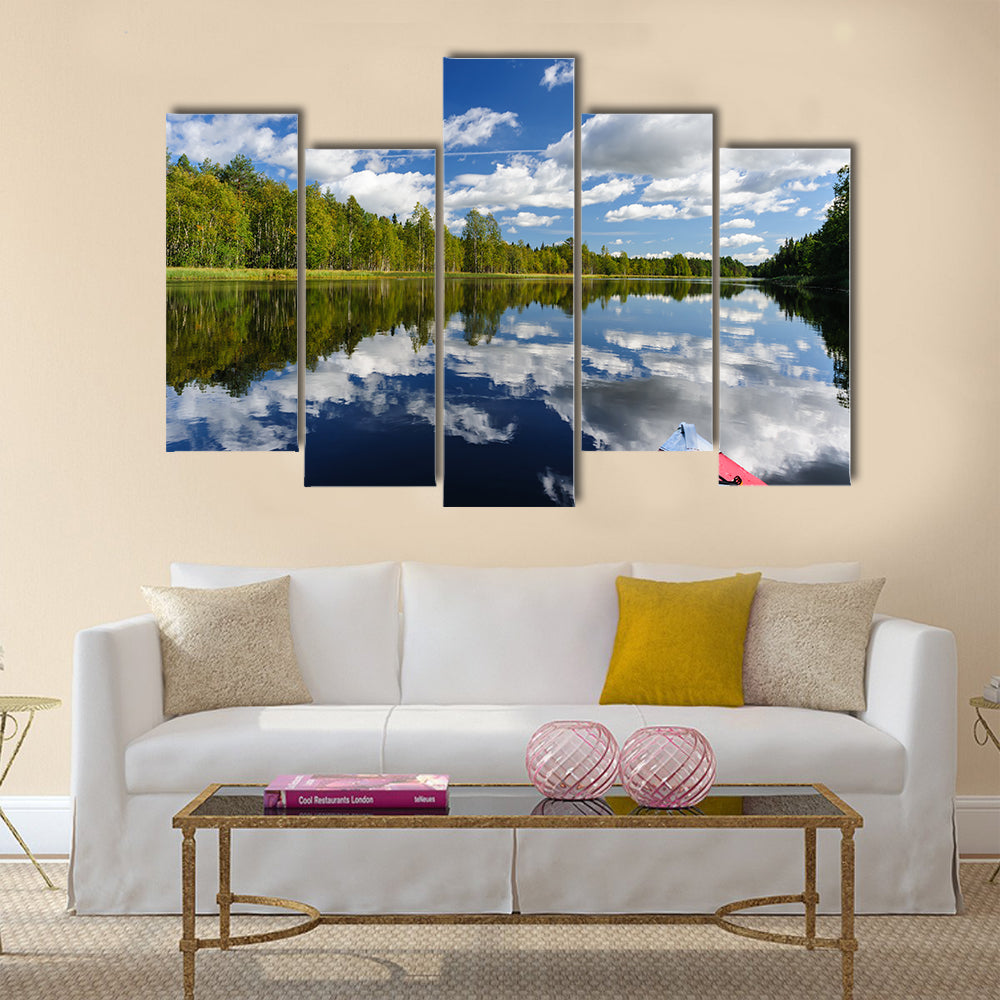 Kayaking at northern rivers Multi panel canvas wall art