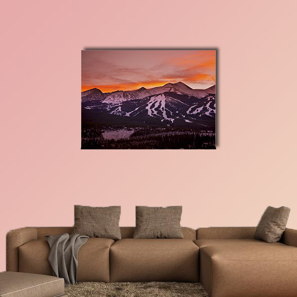 The Colorado sunset, Breckenridge ski slopes at the sunset Colorado multi panel canvas wall art