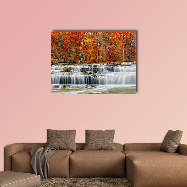 Whitewater pours over rock ledges at Indiana Multi panel canvas wall art