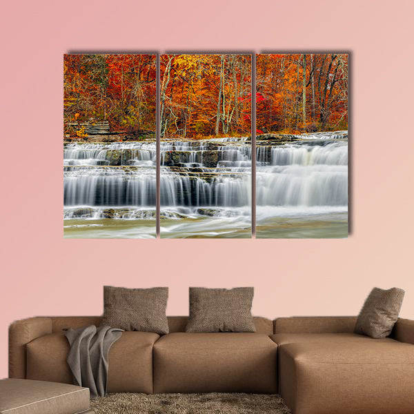 Whitewater pours over rock ledges at Indiana Multi panel canvas wall art