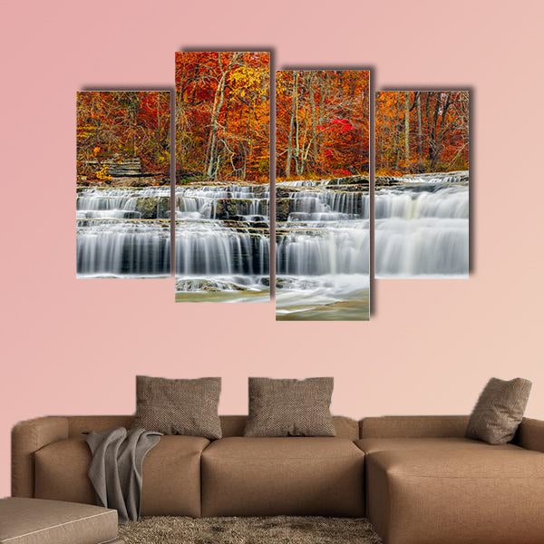 Whitewater pours over rock ledges at Indiana Multi panel canvas wall art