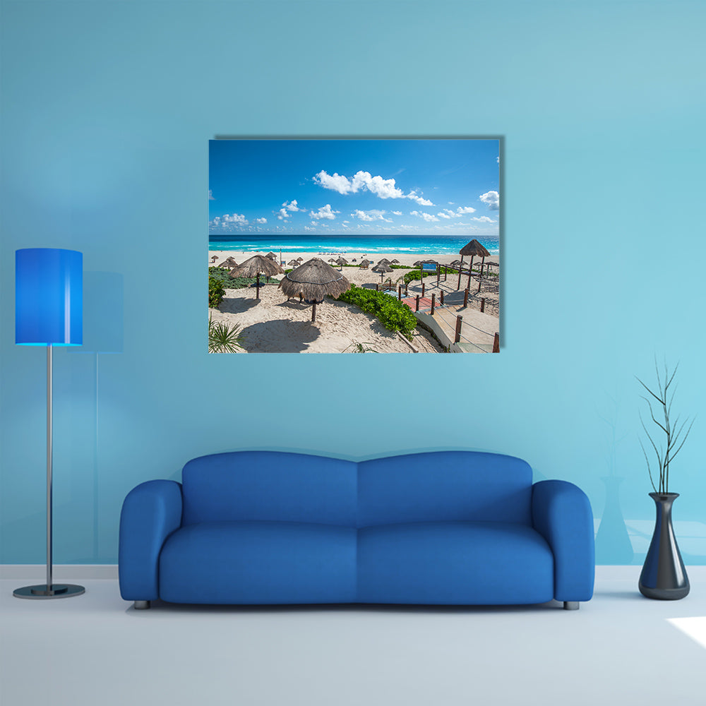 The Dolphin Beach panorama, Cancun, Mexico Multi Panel canvas wall art