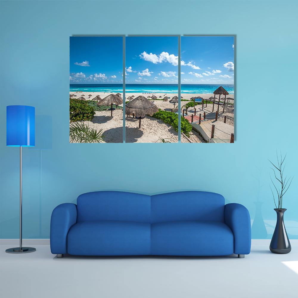 The Dolphin Beach panorama, Cancun, Mexico Multi Panel canvas wall art