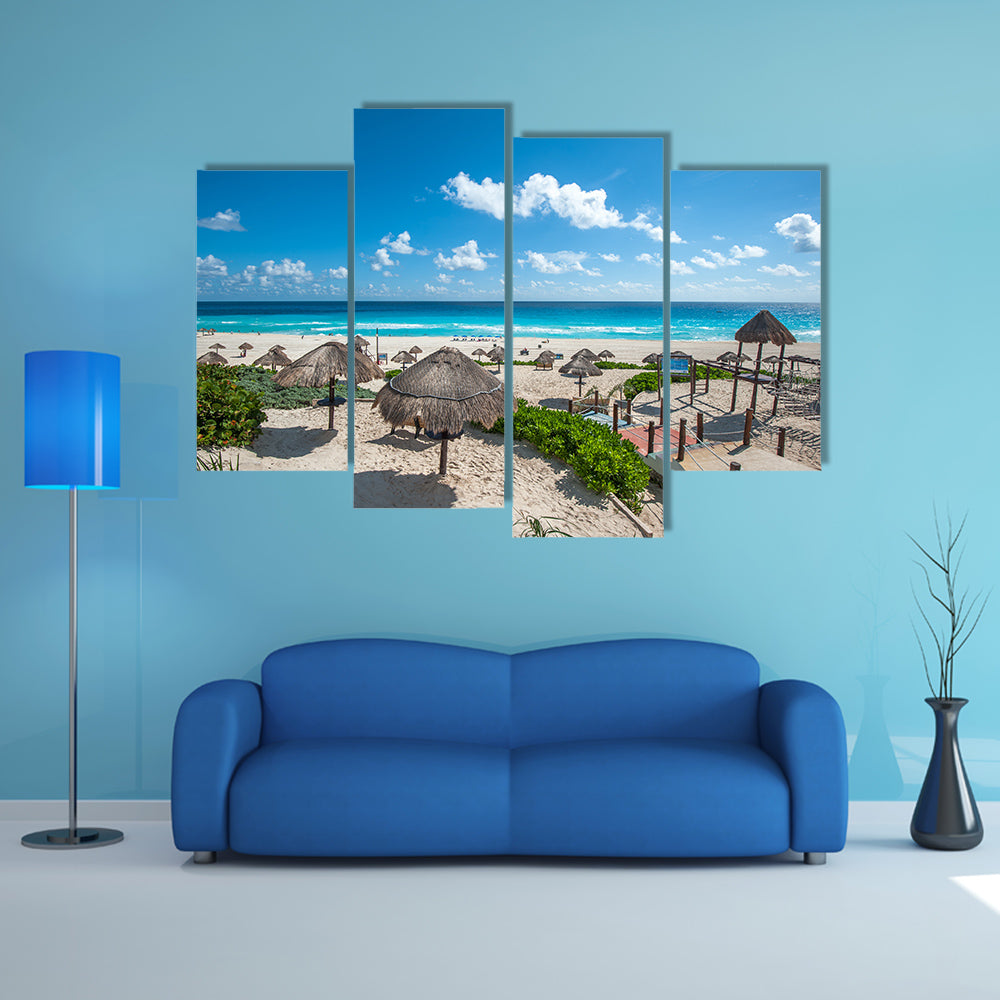 The Dolphin Beach panorama, Cancun, Mexico Multi Panel canvas wall art