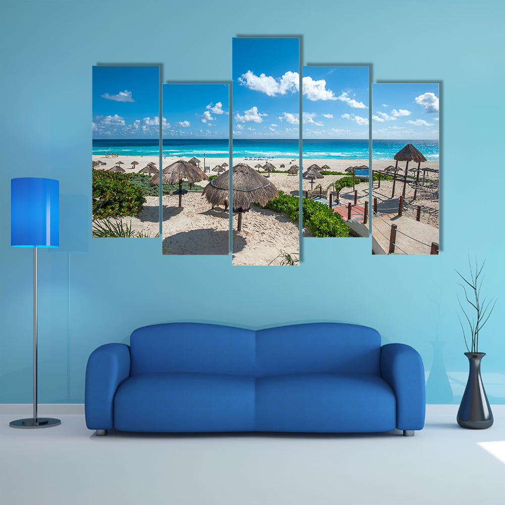 The Dolphin Beach panorama, Cancun, Mexico Multi Panel canvas wall art