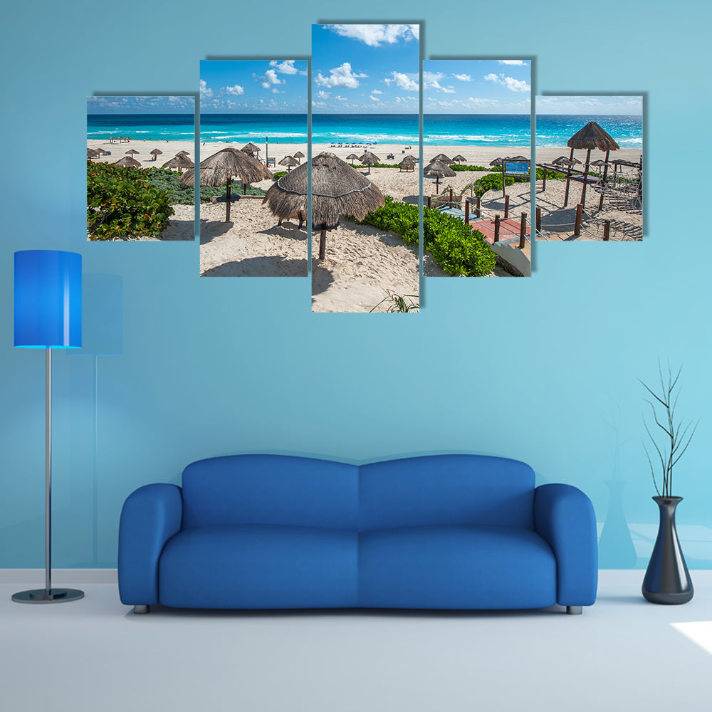 The Dolphin Beach panorama, Cancun, Mexico Multi Panel canvas wall art