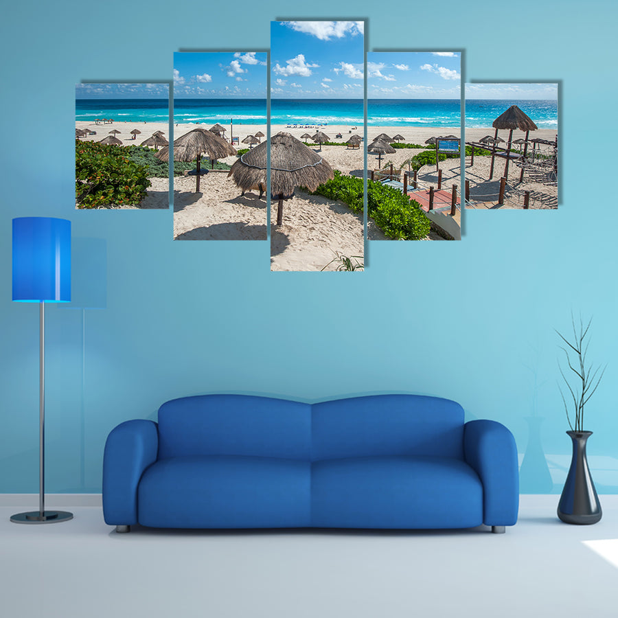 The Dolphin Beach panorama, Cancun, Mexico Multi Panel canvas wall art