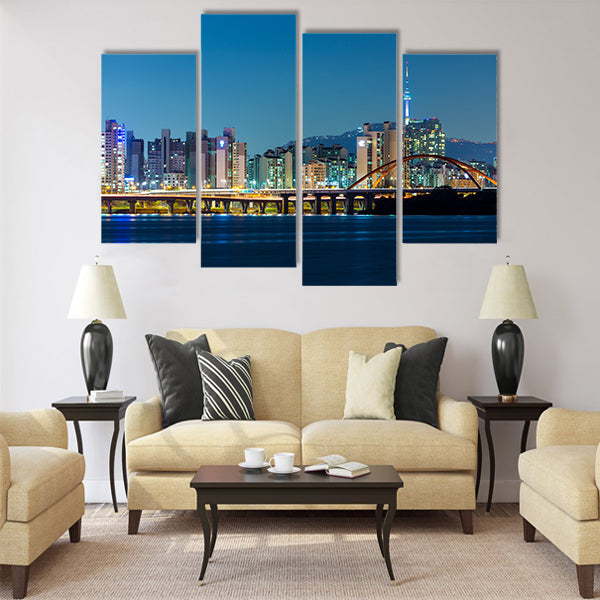Seoul skyline Multi panel canvas wall art