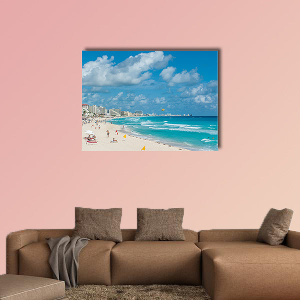 Cancun beach panorama, Mexico multi panel canvas wall art