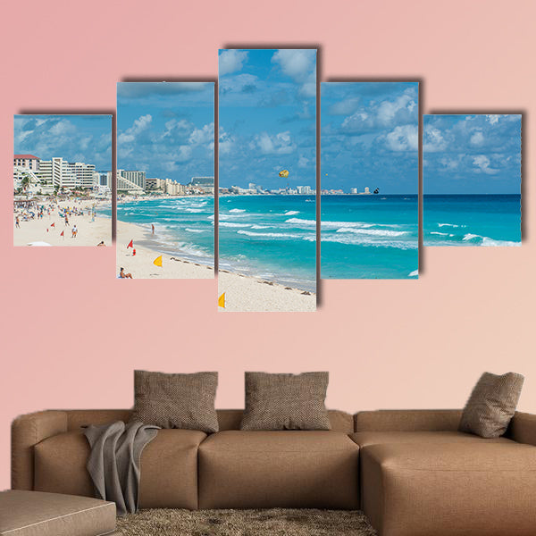 Cancun beach panorama, Mexico multi panel canvas wall art