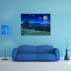 The mountain view From Green Meadow On Summer Night Multi Panel Canvas Wall Art