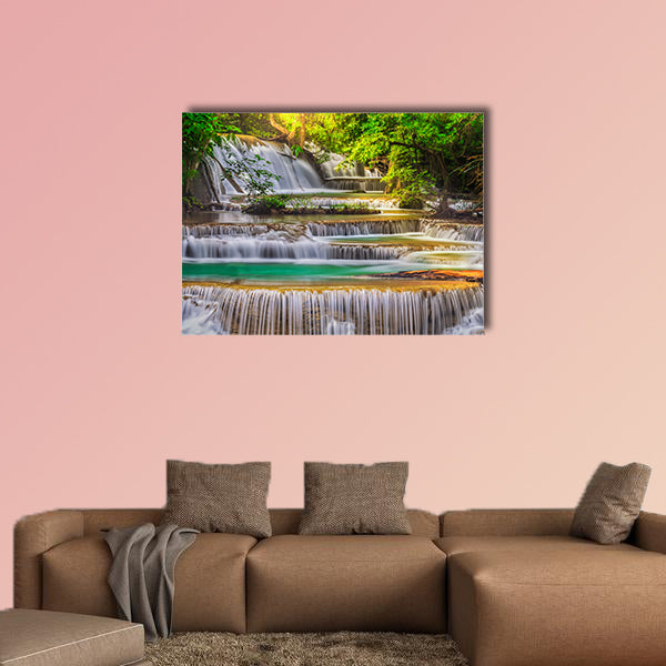 Erawan Waterfall in Kanchanaburi Province, Thailand multi panel canvas wall art