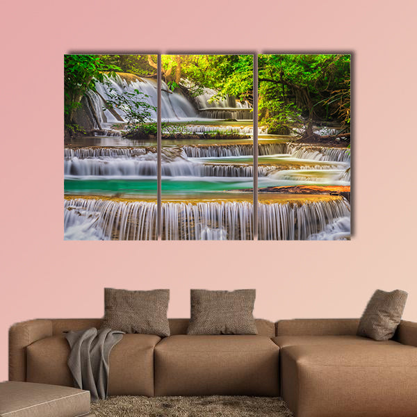 Erawan Waterfall in Kanchanaburi Province, Thailand multi panel canvas wall art