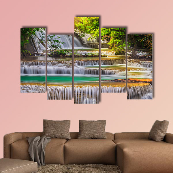 Erawan Waterfall in Kanchanaburi Province, Thailand multi panel canvas wall art