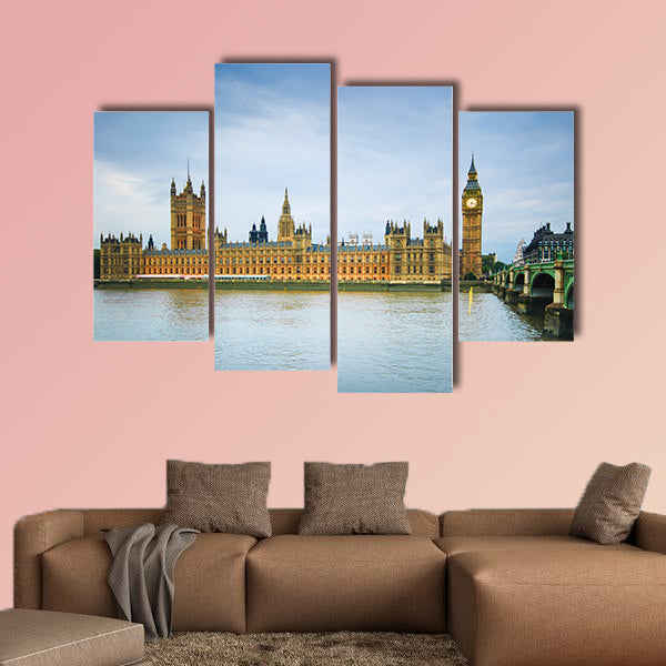 Big Ben, Houses of Parliament, Thames river and Westminster bridge wall art