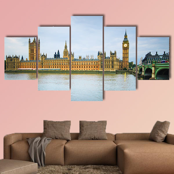 Big Ben, Houses of Parliament, Thames river and Westminster bridge wall art