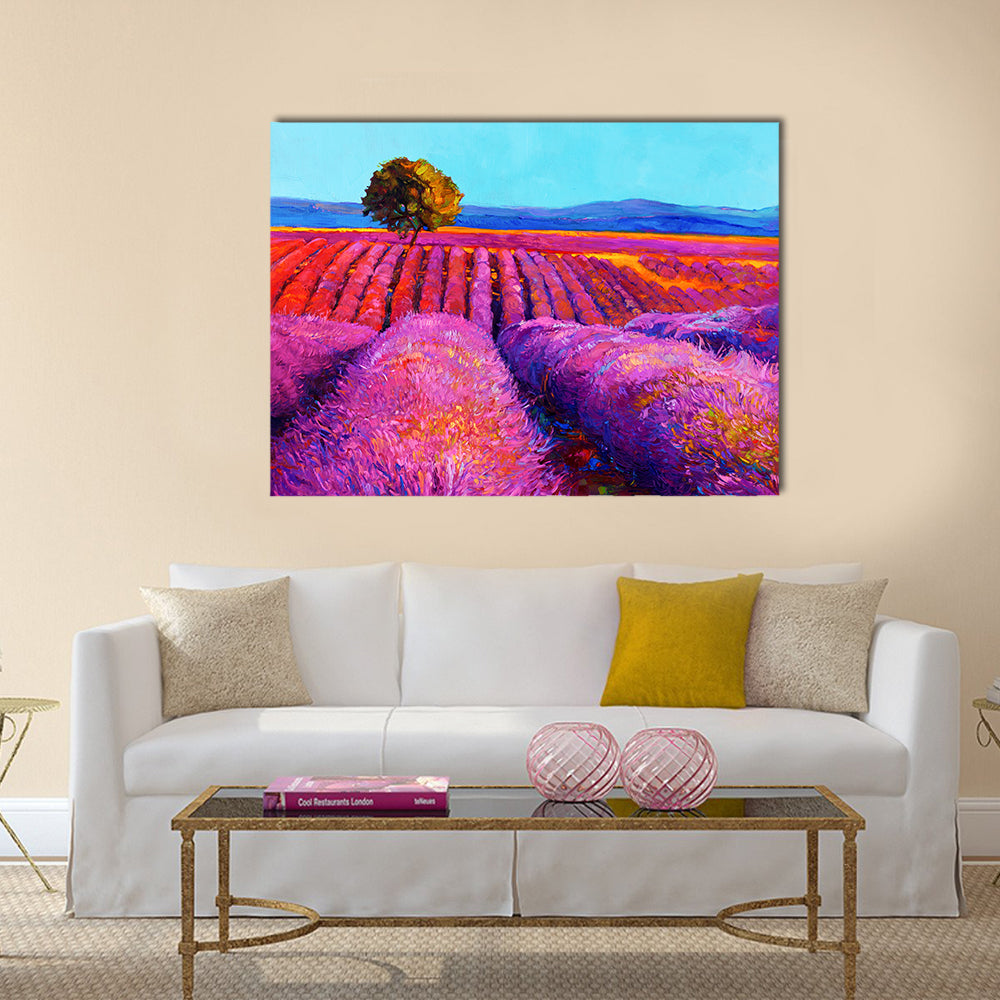 Original oil painting of lavender Sunset landscape Impressionism Multi panel canvas wall art