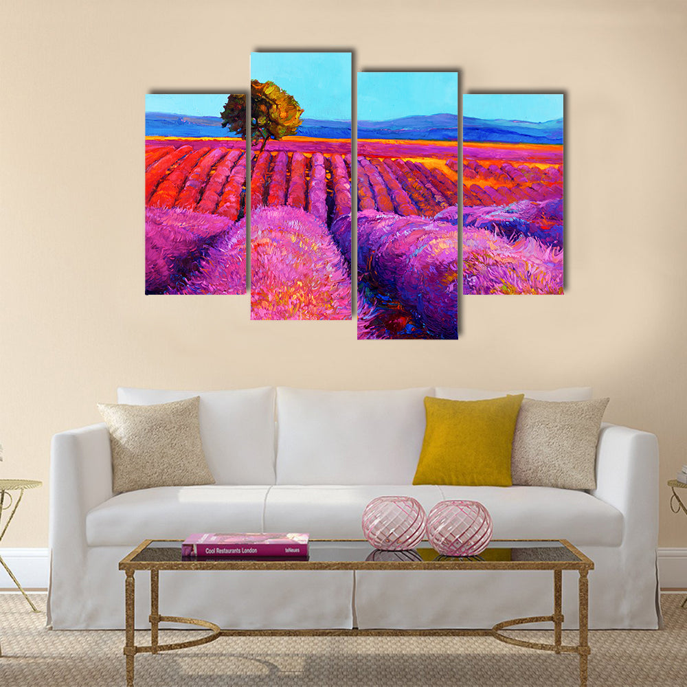 Original oil painting of lavender Sunset landscape Impressionism Multi panel canvas wall art